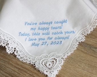 Lace Handkerchief,Lace Hankie,Custom Handkerchief,Embroidered Handkerchief,Bridal Handkerchief,Personalized Wedding Handkerchief,bride Gifts