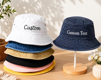 Personalized Bucket Hat Custom Embroidered Hat Unique Gift for Him Gift for Her Beach Vacation Hat