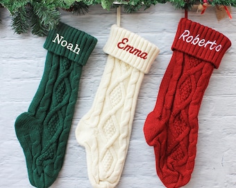 2025 Embroidered Christmas Stocking, Knitted Family Stocking, Personalized Xmas Stocking with Name,Holiday Stockings,Christmas Family Gifts