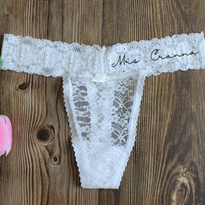 Cosabella Bridal Lingerie Personalized,Bridal Thongs Panties, Custom Embroidery Mrs White Lace Underwear,gift for him,Bachelorette Party