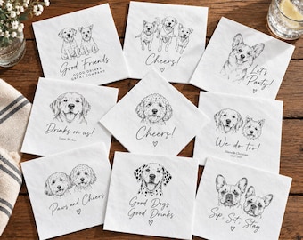 Custom Dog & Cat Cocktail Napkins, Personalized Pet Photo Party Napkins, Pet Birthday Decorations, Custom Pet Favors
