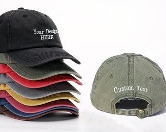 Personalized Text Embroidered Unisex Baseball Cap, Adjustable Hat, Custom Text Hat, Custom Unisex Dad Hat,Customize Back of Hat,Custom Caps