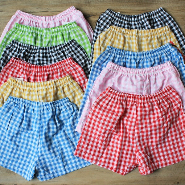 Short en vichy pour enfants, Short en seersucker, Short pour garçons, Tout-petit, Vêtements pour enfants, Short en vichy entièrement doublé, PLUS DE COULEURS