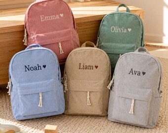 Personalized Kids Backpack, Custom Name Embroidered Corduroy Toddler Bag, Preschool Daycare Backpack, Back to School Gift
