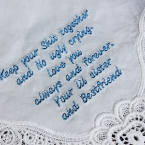 Lace Handkerchief,Lace Hankie,Custom Handkerchief,Embroidered Handkerchief,Bridal Handkerchief,Personalized Wedding Handkerchief,bride Gifts