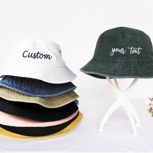 Customized Embroidered Bucket Hat Custom Text Embroidery Bucket Hat Customized Summer Hat Personalized Text Logo Design Vintage Bucket Hat zdjęcie 1