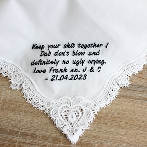 Custom Embroidered Wedding Handkerchief Mother of the Bride Gift Parent Wedding Gifts Father of Bride Personalize Hankerchief Dad StepDad