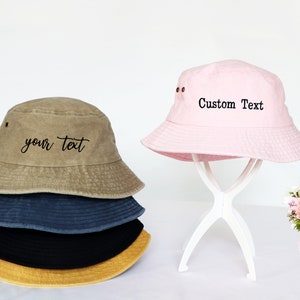 Customized Embroidered Bucket Hat Custom Text Embroidery Bucket Hat Customized Summer Hat Personalized Text Logo Design Vintage Bucket Hat image 5