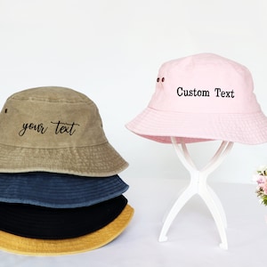 Custom Bucket Hat Embroidered Hat Custom Logo Embroidery name Bucket Hat Summer Hat Personalized Gift Vacation Travel Beach Bucket Hat