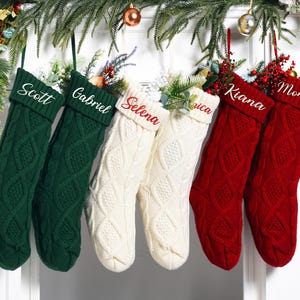 Personalized Knitted Christmas Stocking: Embroidered Family Holiday Decor