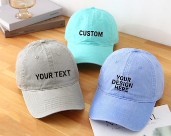Custom logo embroidered hats, personalized hats, vintage baseball caps,Custom Text Embroidered Hat, Personalized Cap,Vintage Baseball Hat