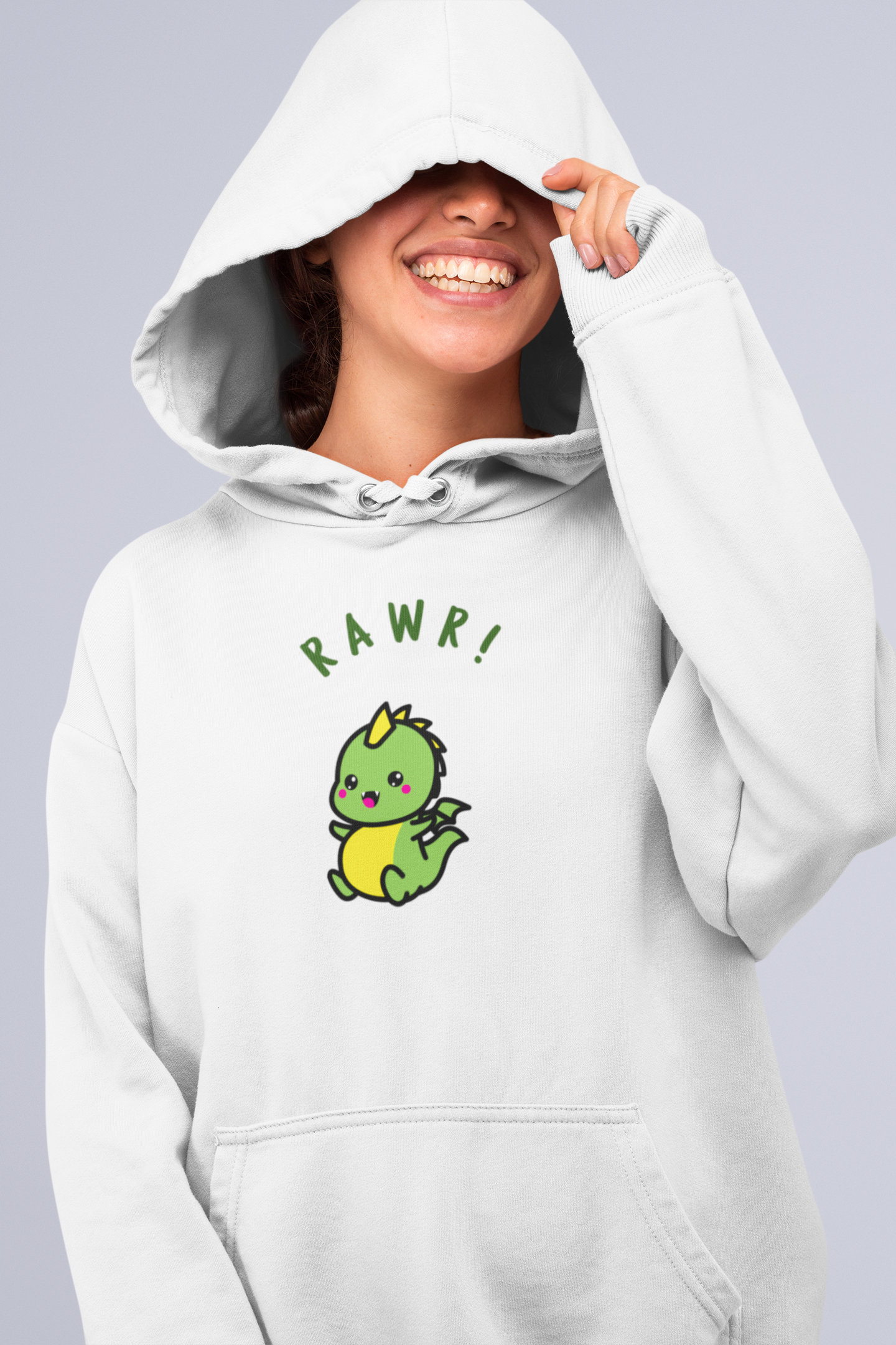 Discover Cute rawr dinosaur hoodie, kawaii dinosaur hoodie, cute dinosaur gift hoodie