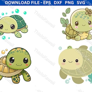 Tortuga SVG, Kawaii SVG, Lindo SVG, Lindo Clipart