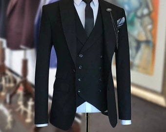 Suits For Men, Black Suits, Black Three piece Wedding Suit, Formal Fashion Slim Fit Suit, Formal Fashion Prom Wear Bespoke For Men