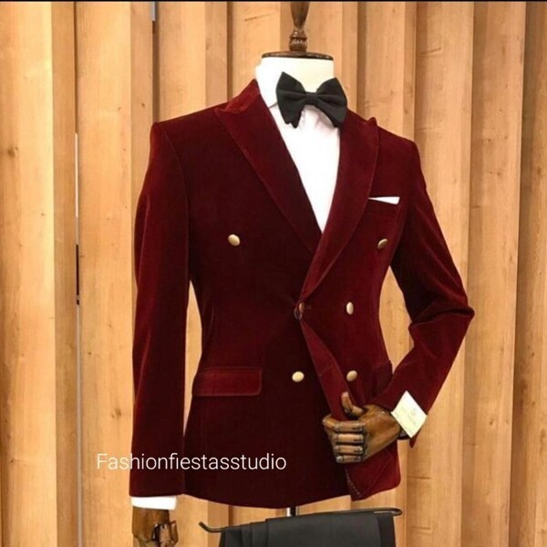 Men's Maroon Blazers Double Breasted Dinner Party Wear Coats Blazers Hosting Jacket Evening coat for mens