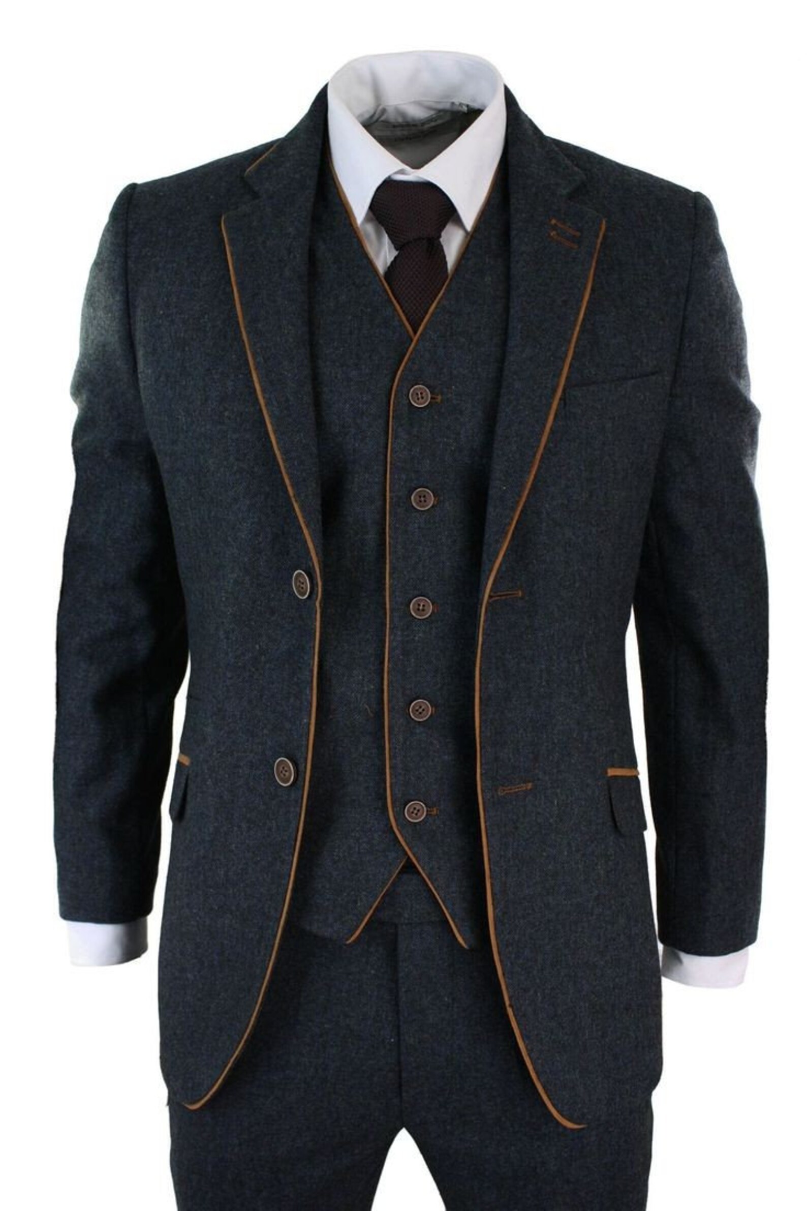 Mens Dark Grey Tweed Suit 3 Piece Wedding Groomsmen Winter Etsy