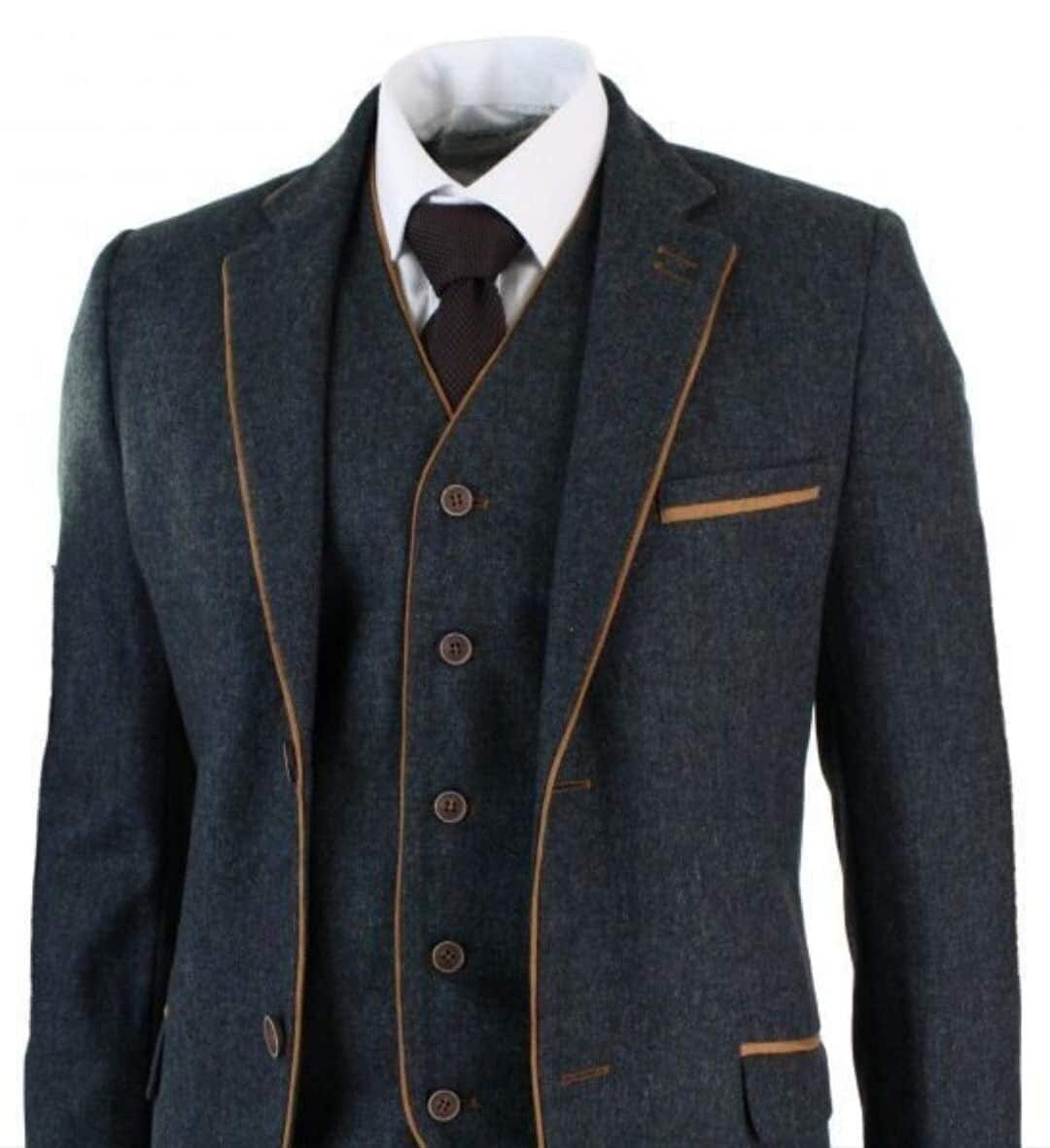 Mens Dark Grey Tweed Suit 3 Piece Wedding Groomsmen Winter Etsy