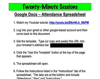 SLP Attendance in Google Docs (for 20-minute sessions)