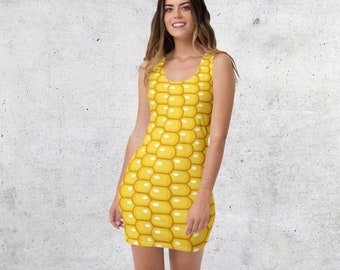 Corny Corn Cob Cosplay, Halloween Costume, or Thanksgiving Outfit Fitted sheath or pencil skirt Tank Dress