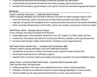 Resume Template for SLPs! Resume from Speech-Language Pathologist who did SLP Resume Critiques/Reviews & Served on Hiring Committees