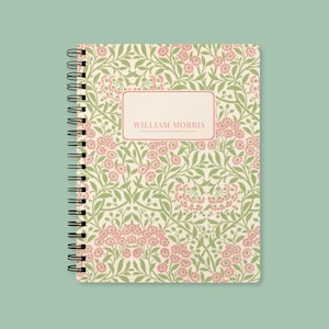 William Morris Michaelmas Daisy A5 Notebook | Vintage Floral Arts & Crafts Journal | Cream Uncoated Paper, Coil Bound