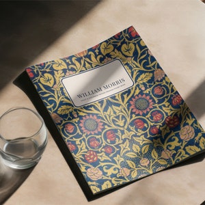 William Morris Violet and Columbine Pocket Notebook | Vintage Floral Arts & Crafts Sketchbooks | Cream Uncoated Paper, Saddle Stitch Binding
