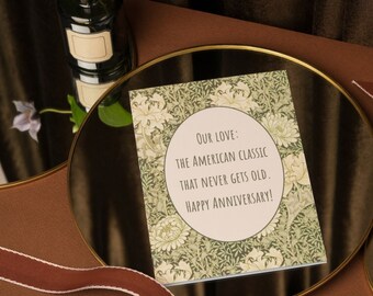 William Morris Anniversary Card: Arts & Crafts Floral Design (Pack of 10)