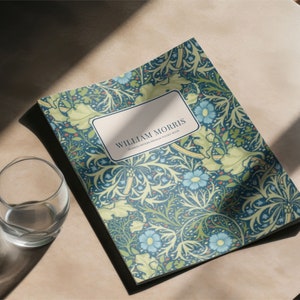 William Morris Seaweed Pocket Notebook | Vintage Floral Arts & Crafts Sketchbooks | Cream Uncoated Paper, Saddle Stitch Binding