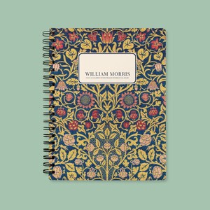 William Morris Violet and Columbine A5 Notebook | Vintage Floral Arts & Crafts Journal | Cream Uncoated Paper, Coil Bound