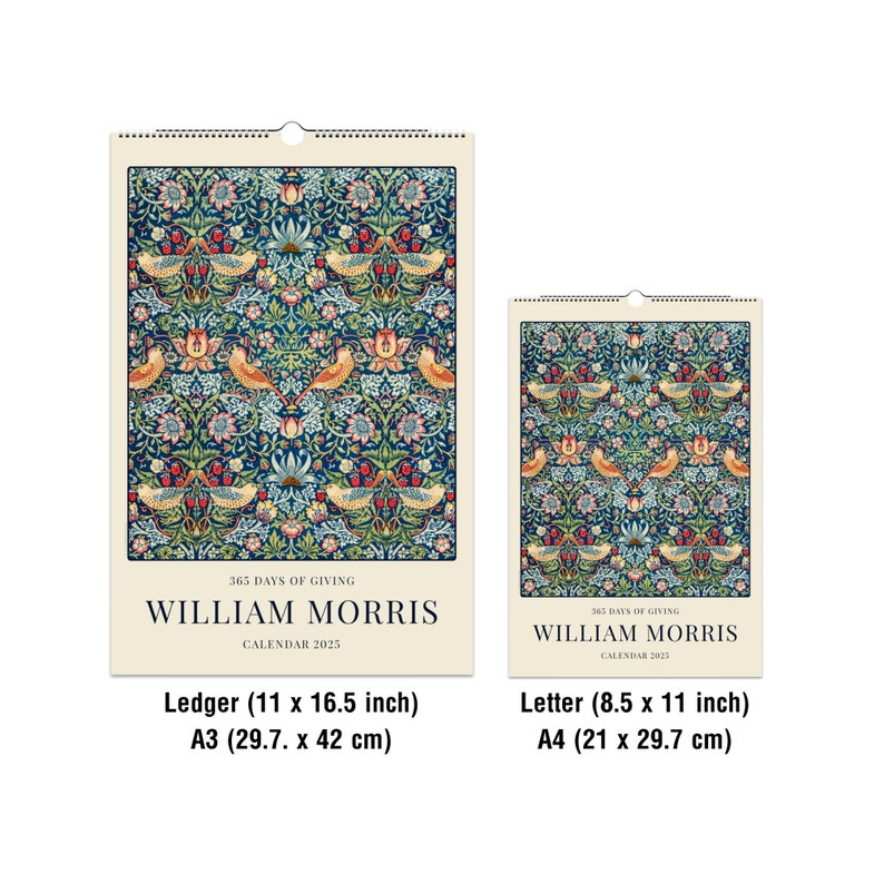 William Morris 2025 Wall Calendar Arts & Crafts Inspired Monthly