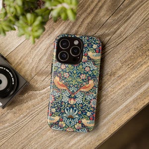 William Morris Phone Case - Strawberry Thief Design for iPhone 17, Durable Polycarbonate Shell