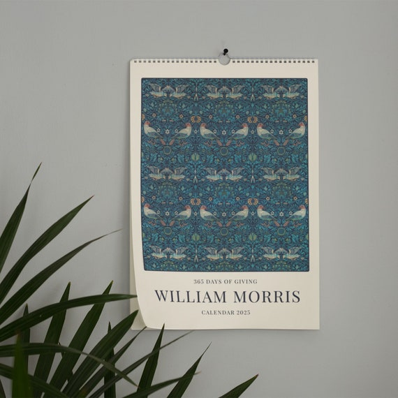 William Morris Wall Calendar | Vintage Arts and Crafts Floral Design, Elegant Home Decor Wall Art, Unique Personal Gift Idea