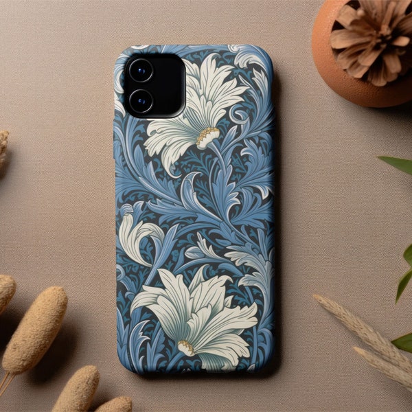 Étui pour portable Lily Whorls pour William Morris | Art & Crafts Coque pour iPhone 15/14/13 et Samsung S23 | Cadeau élégant pour meilleure amie