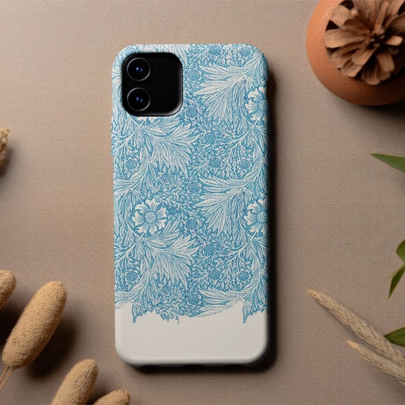 William Morris Blue Marigold Phone Case | Arts & Crafts iPhone 15/14/13 and Samsung S23 Cover