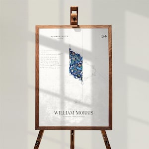 Lámina artística de William Morris - Maceta, decoración victoriana, estilo rústico moderno, acabado mate de galería