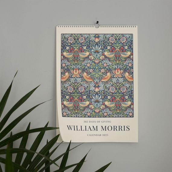 William Morris 2025 Wall Calendar | Arts & Crafts Inspired Monthly Planner | Timeless Design Family Organizer | Elegant Bday Gift for Her
