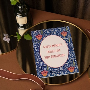 Tarjeta de aniversario de William Morris: regalo personalizado, diseño único de artes y manualidades/perfecto para celebrar momentos especiales con amor
