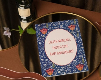 William Morris Anniversary Card: Arts & Crafts Floral Design