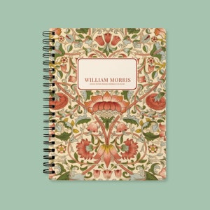 William Morris Loddon A5 Notebook | Vintage Floral Arts & Crafts Journal | Cream Uncoated Paper, Coil Bound