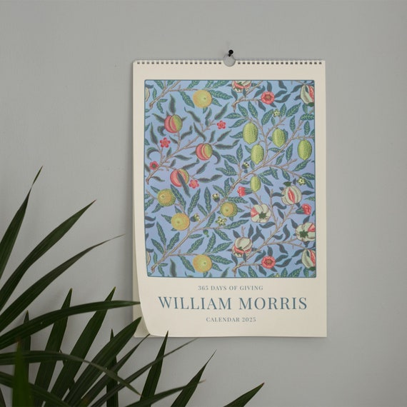 William Morris Wall Calendar | Vintage Arts and Crafts Floral Design, Elegant Home Decor Wall Art, Unique Personal Gift Idea