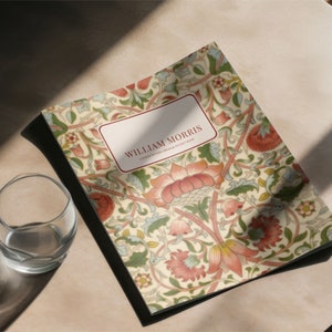 William Morris Loddon Pocket Notebook | Vintage Floral Arts & Crafts Sketchbooks | Cream Uncoated Paper, Saddle Stitch Binding