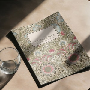 William Morris Corncockle Pocket Notebook | Vintage Floral Arts & Crafts Sketchbooks | Cream Uncoated Paper, Saddle Stitch Binding
