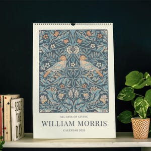 Calendario da parete William Morris Birds / Design floreale vintage Arts and Crafts, elegante decorazione da parete per la casa, idea regalo unica e personale