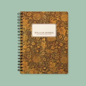 William Morris Cherwell A5 Notebook | Vintage Floral Arts & Crafts Journal | Cream Uncoated Paper, Coil Bound