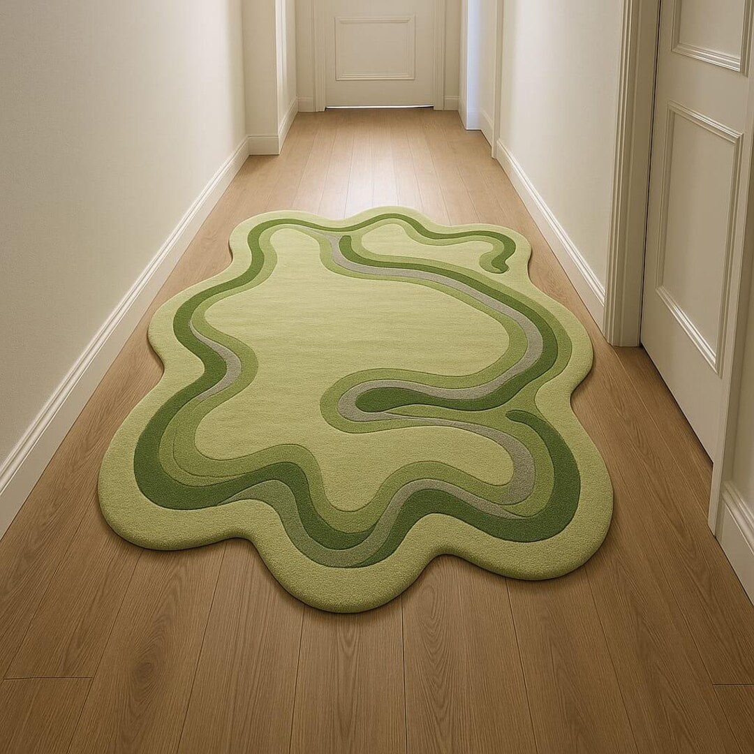 Landscape Rug Tuft Irregular Organic Flow Hand-tufted Rug Inspired by Topographic Pattern ...