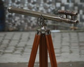 Nautical Spyglass Antique Maritime Brass Double Barrel Floor Standing Telescope Tripod Stand Gift Navy Double Barrel Marine Christmas Gift