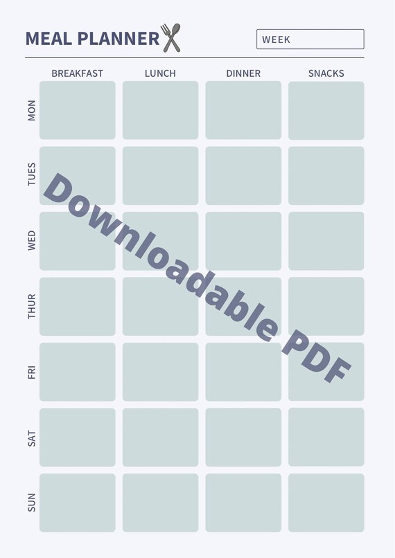 Weekly Meal Planner Printable - Etsy