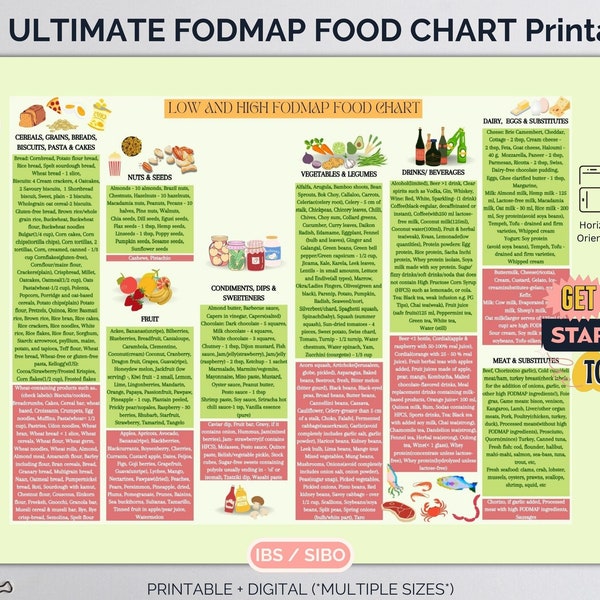 Fodmap Chart Etsy