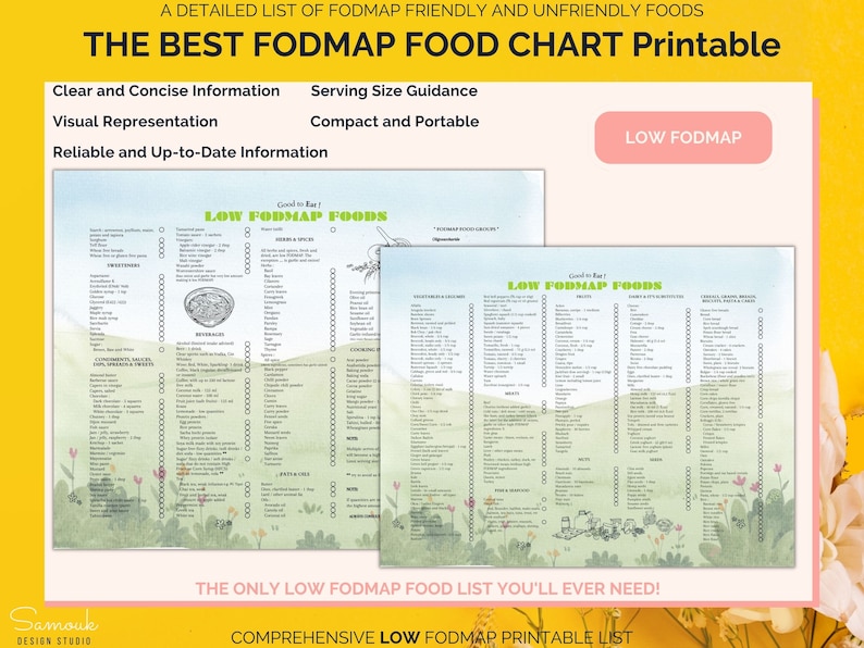 FODMAP Grocery List Printable, Low and High Fodmap Foods, Complete ...