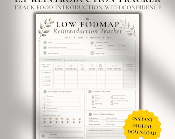 IBS & SIBO Food Reintroduction Tracker | Fodmap Challenge Diary | Low Fodmap Reintroduction Log Printable | Gut Health Symptom Journal | PDF